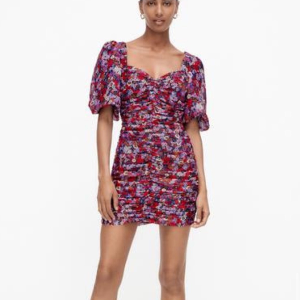 Zara Red and Purple Floral Mini Dress - NWT - XL